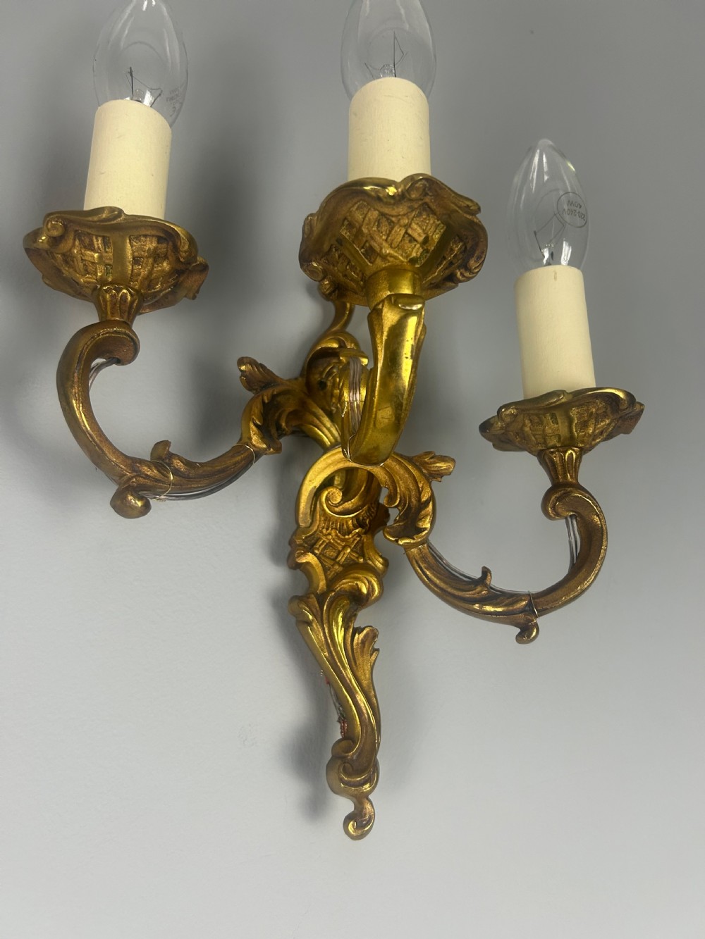 Pair Of French Triple Arm Bronze Antique Wall Lights View XIII