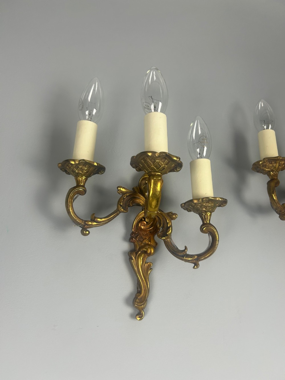 Pair Of French Triple Arm Bronze Antique Wall Lights View XV