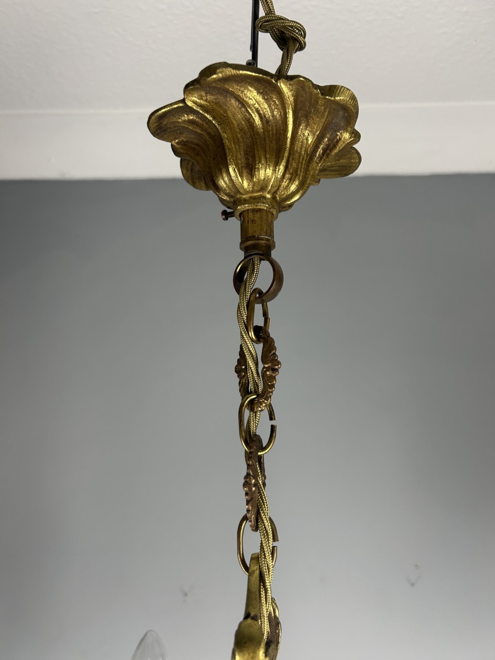 French Gilded Bronze 4 Light Antique Crystal Chandelier View VIII