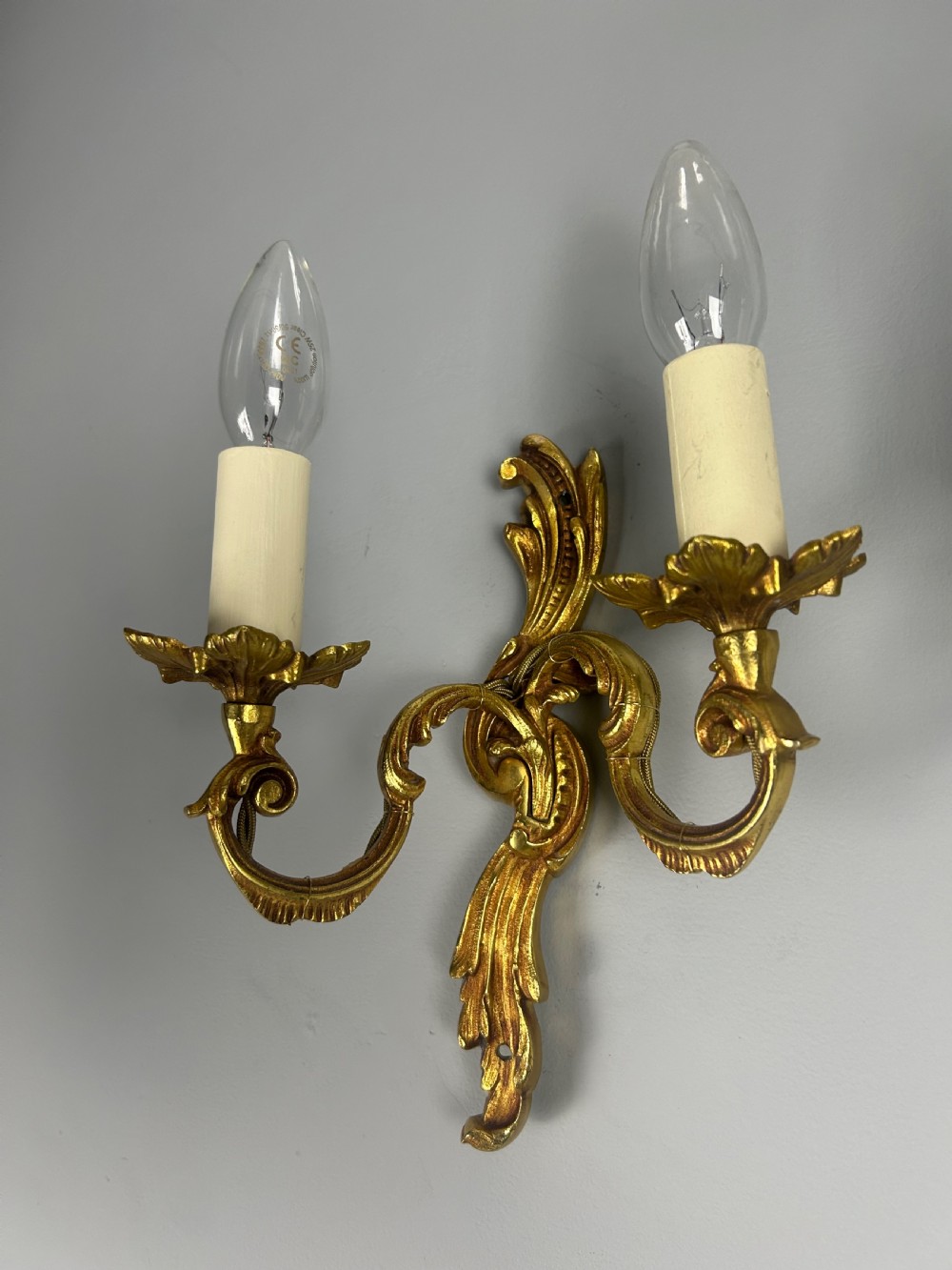 Pair of French Gilded Twin Arm Antique Wall Lights View II