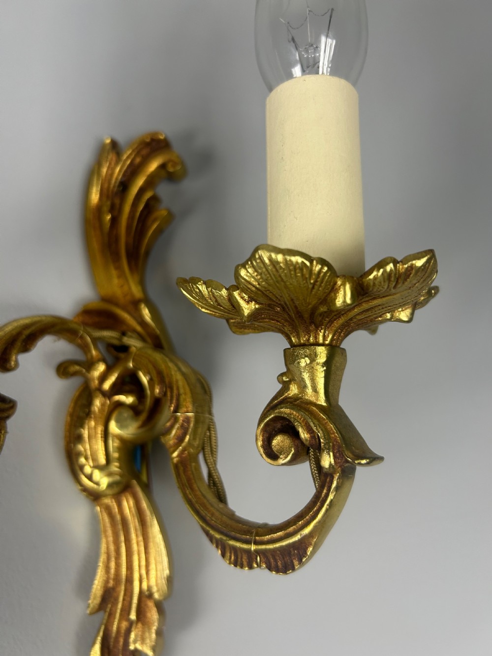 Pair of French Gilded Twin Arm Antique Wall Lights View III