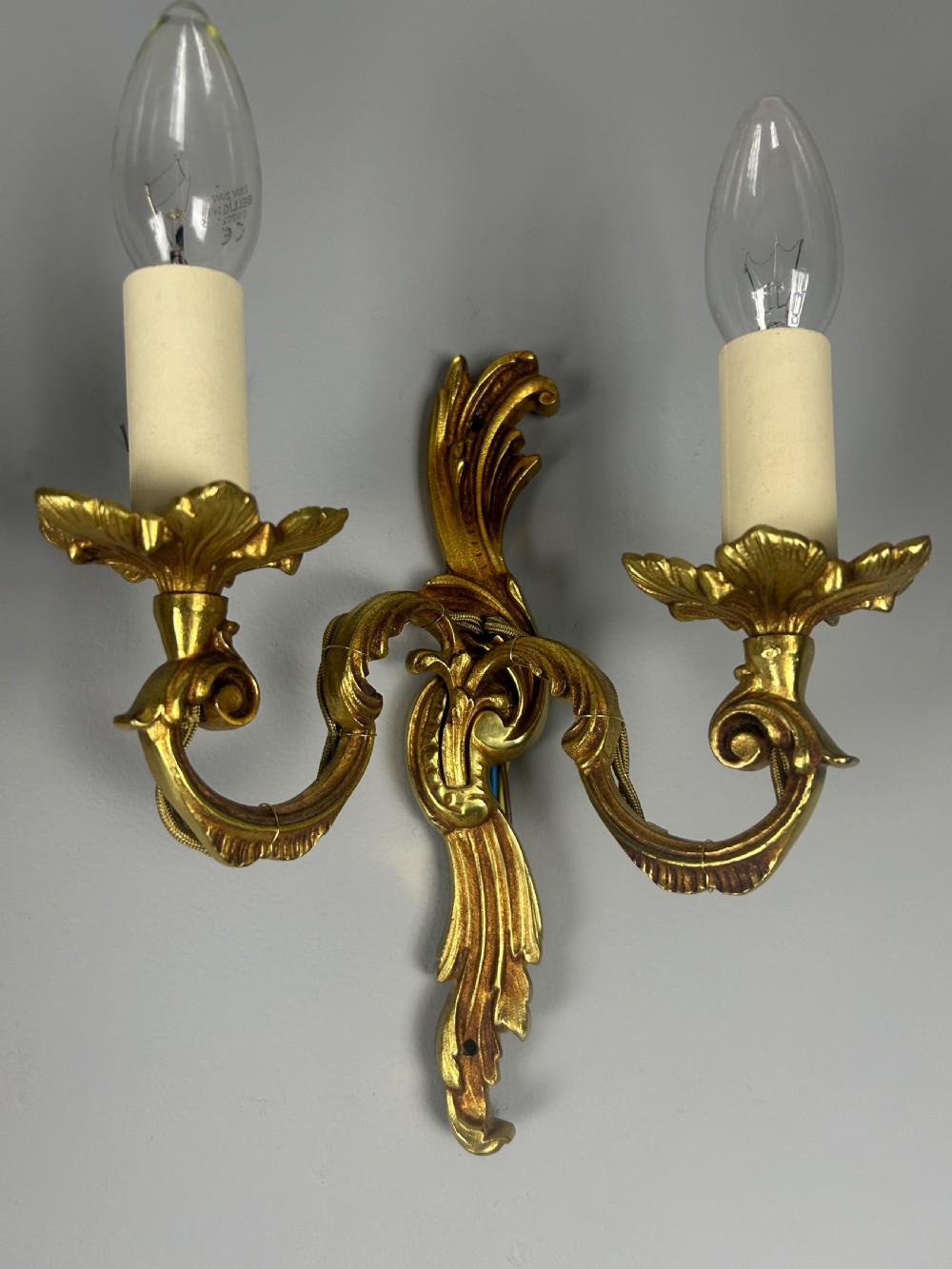 Pair of French Gilded Twin Arm Antique Wall Lights View IV