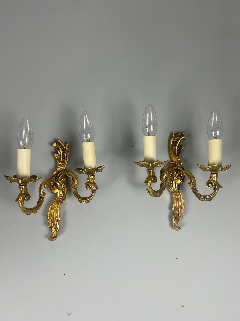 Pair of French Gilded Twin Arm Antique Wall Lights View V