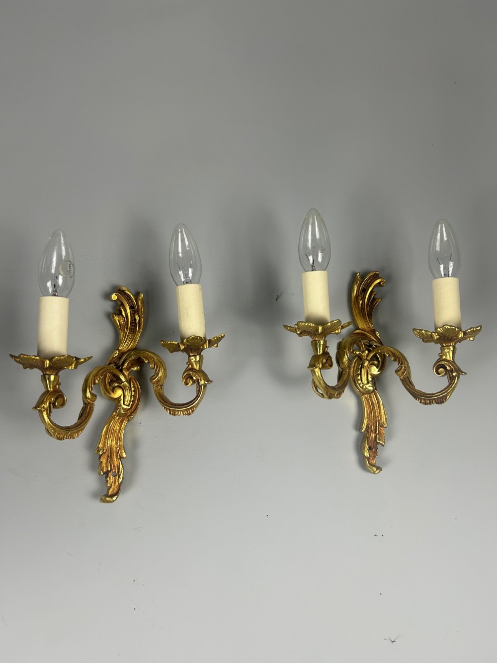Pair of French Gilded Twin Arm Antique Wall Lights View VI