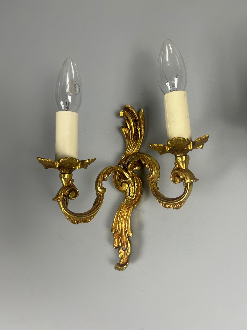 Pair of French Gilded Twin Arm Antique Wall Lights View VII