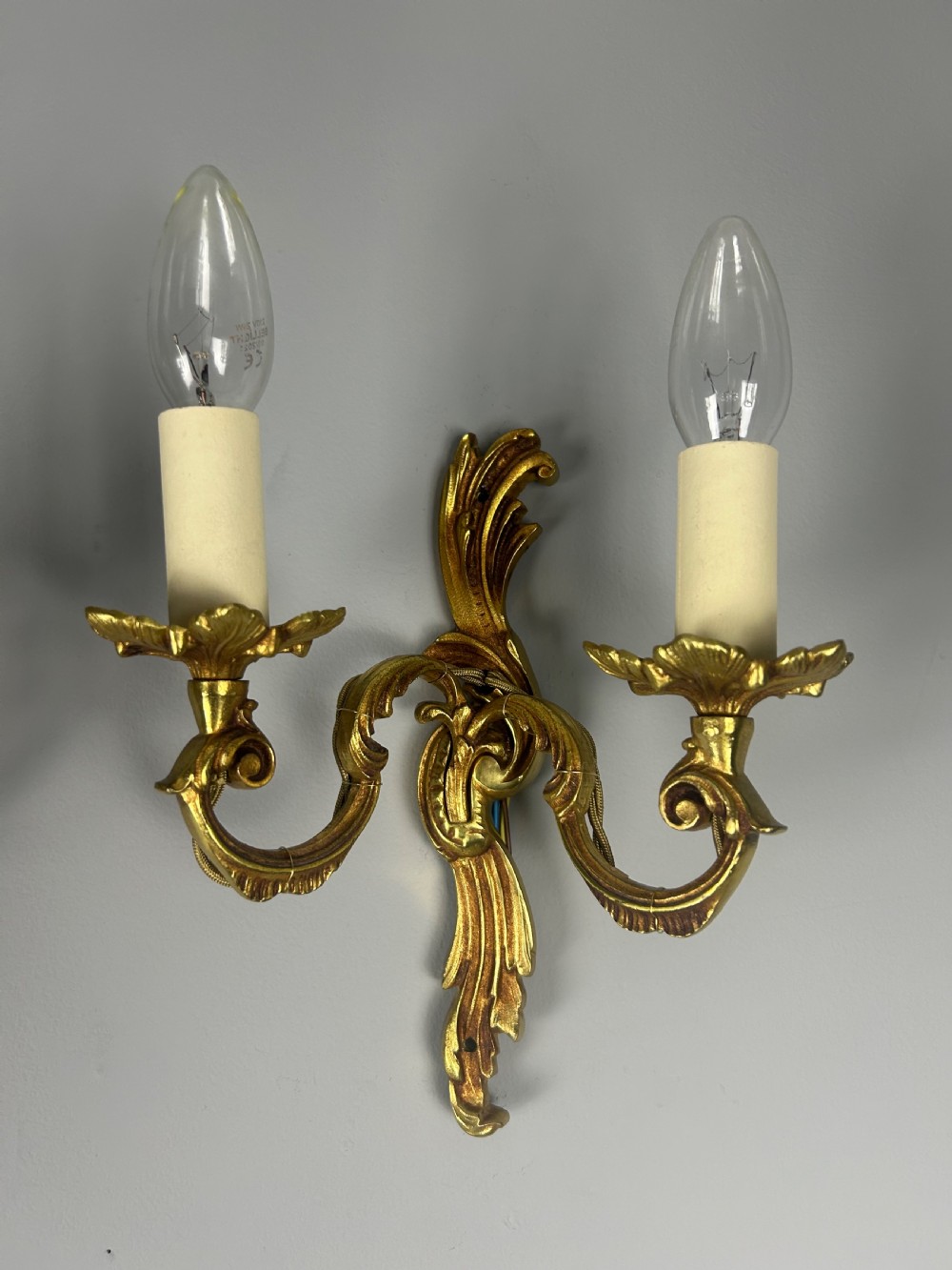 Pair of French Gilded Twin Arm Antique Wall Lights View VIII