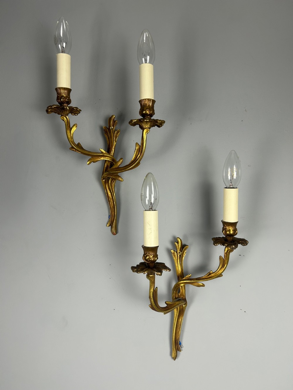 French Pair Of Gilded Brass Antique Wall Lights View II