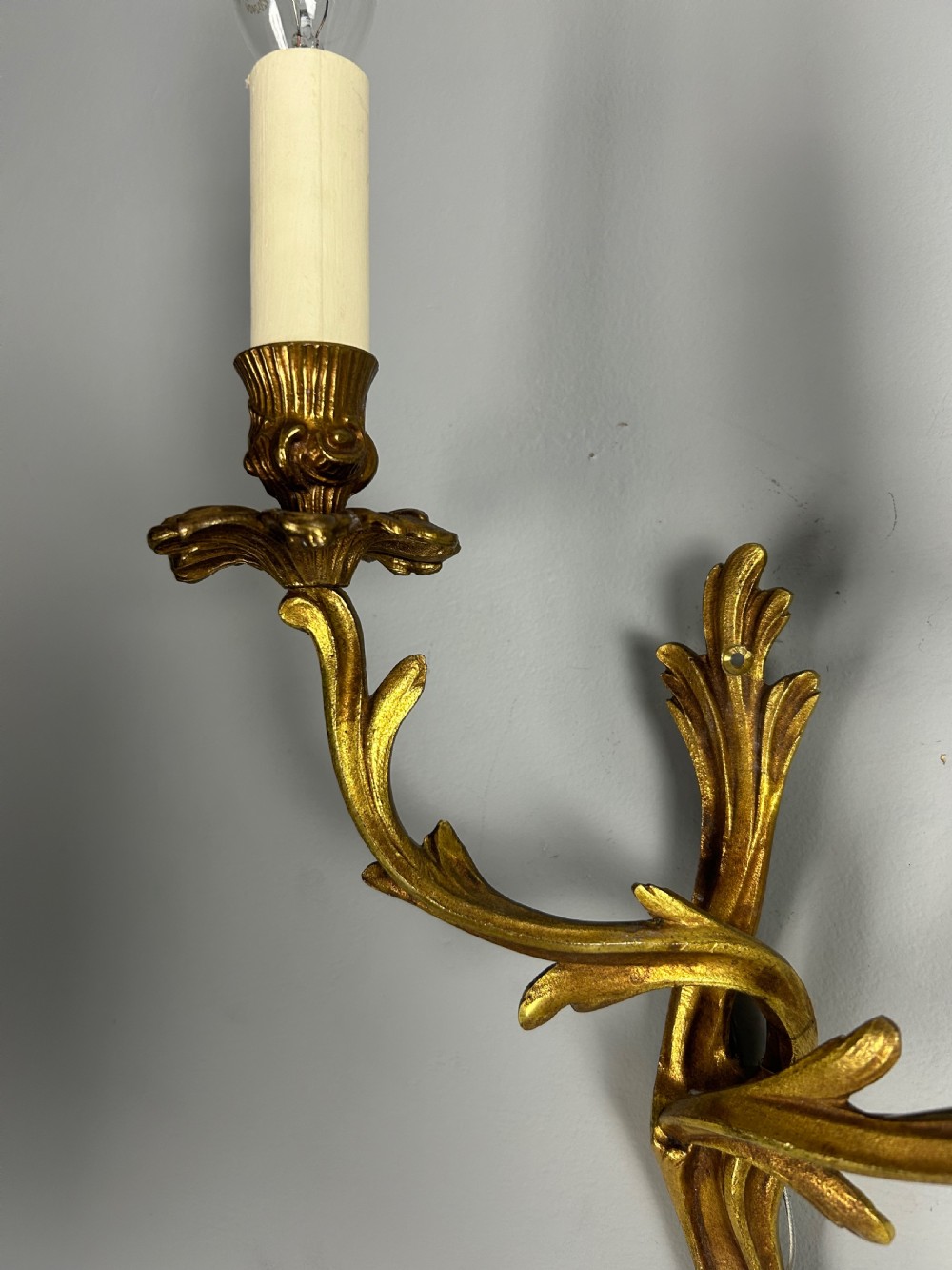French Pair Of Gilded Brass Antique Wall Lights View V