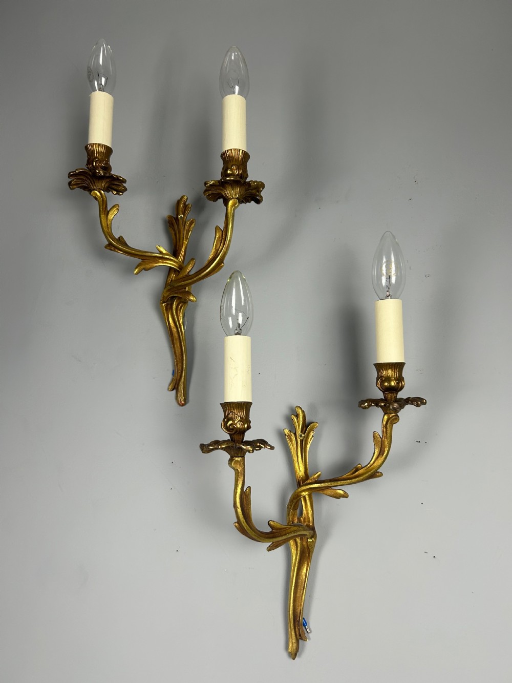 French Pair Of Gilded Brass Antique Wall Lights View VII