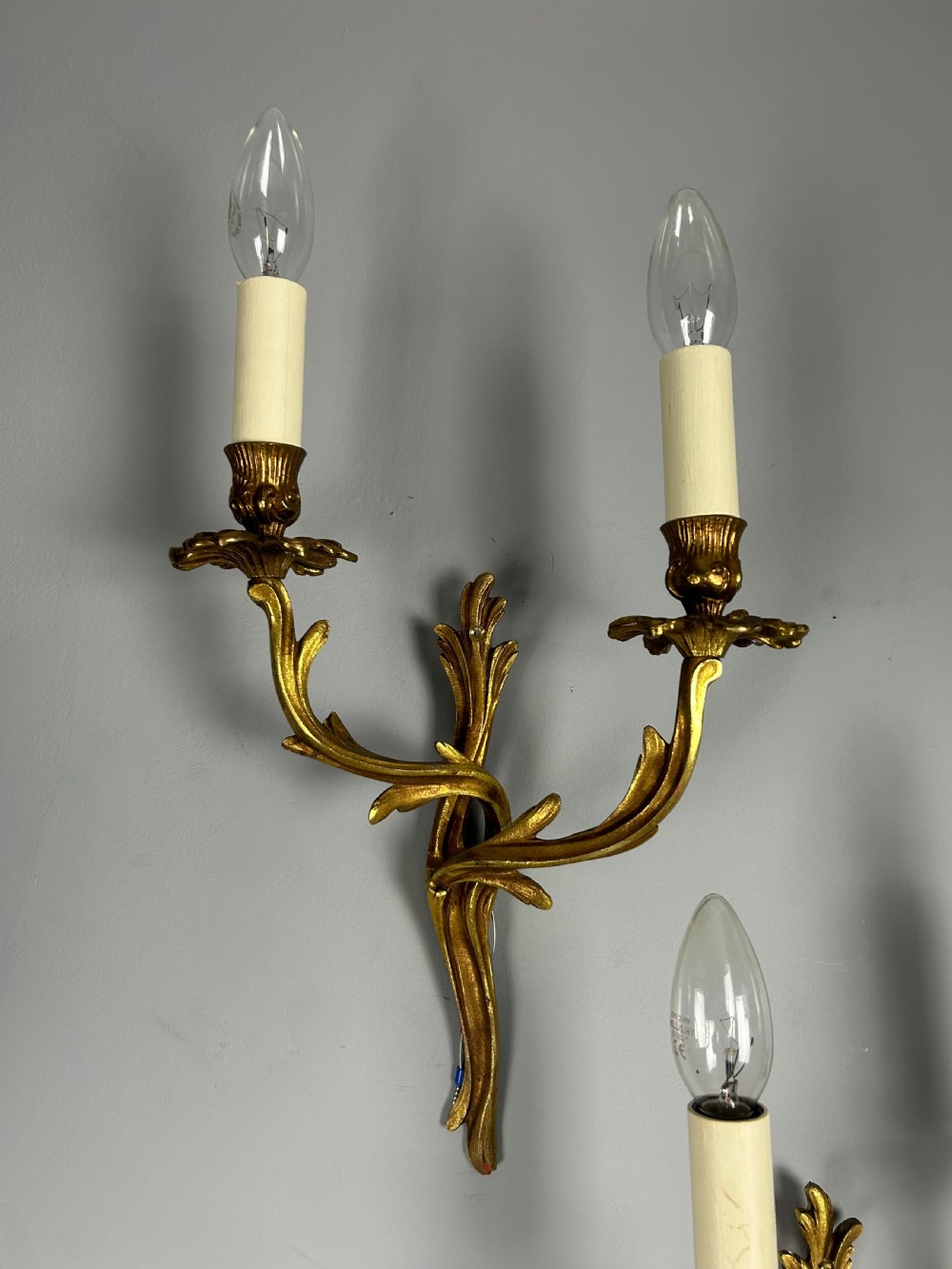 French Pair Of Gilded Brass Antique Wall Lights View IX