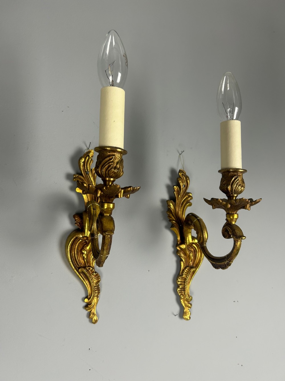 French Pair Of Single Arm Antique Bronze Wall Lights View II
