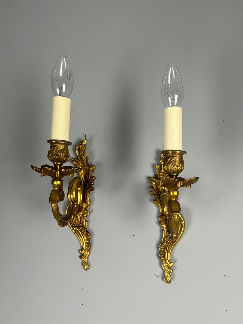 French Pair Of Single Arm Antique Bronze Wall Lights View III