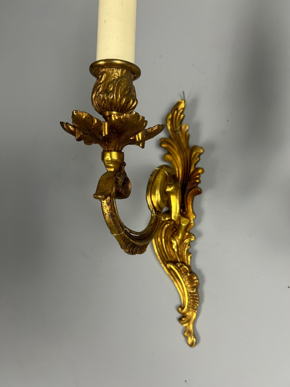 French Pair Of Single Arm Antique Bronze Wall Lights View IV