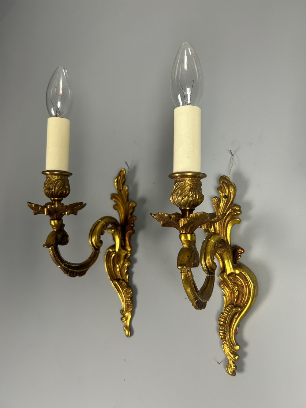 French Pair Of Single Arm Antique Bronze Wall Lights View VI