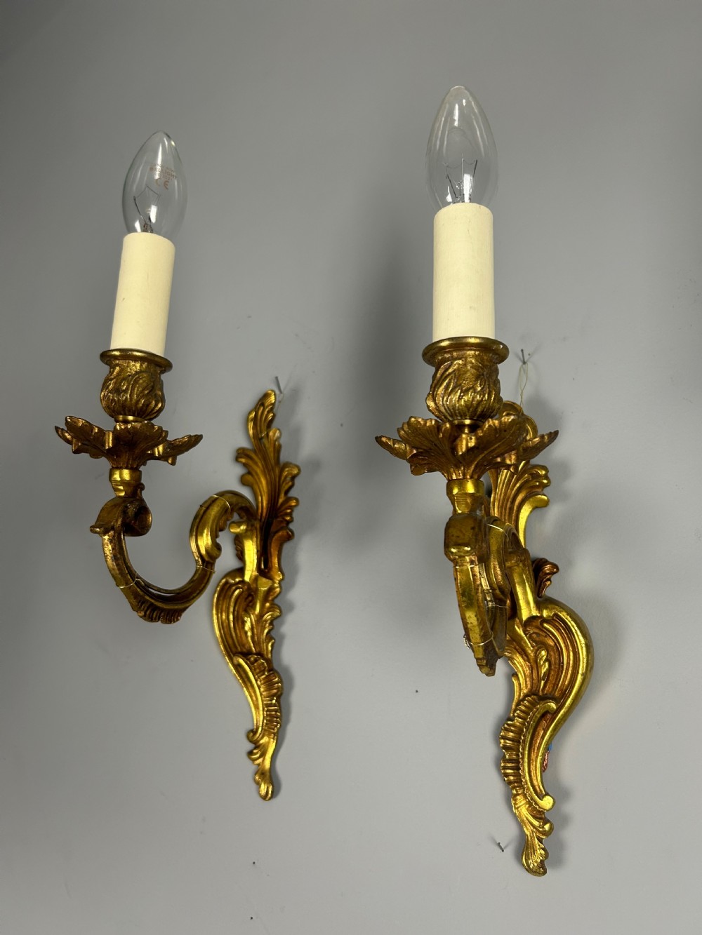 French Pair Of Single Arm Antique Bronze Wall Lights View VIII