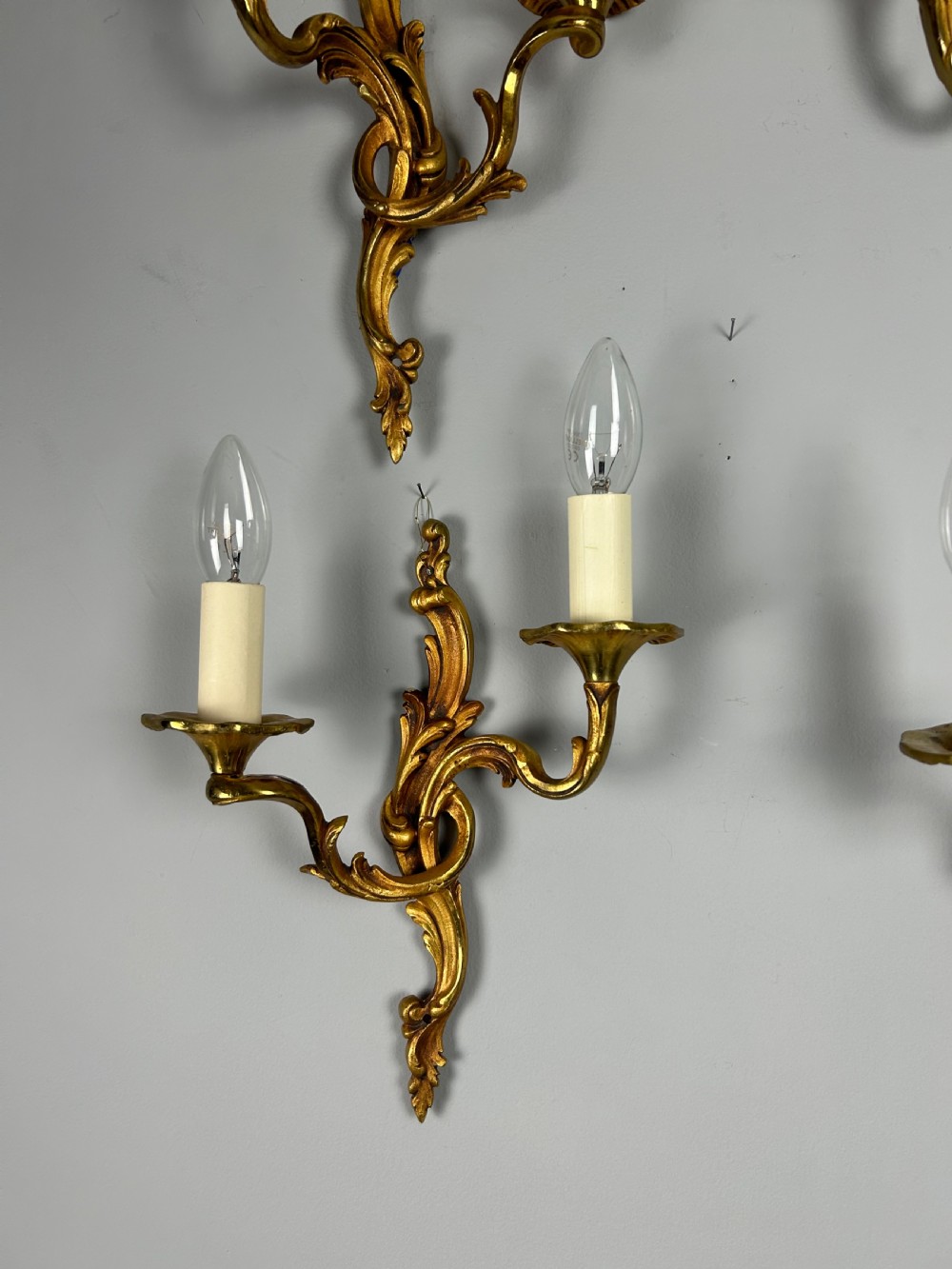 Set Of 6 French Gilded Antique Wall Lights View X