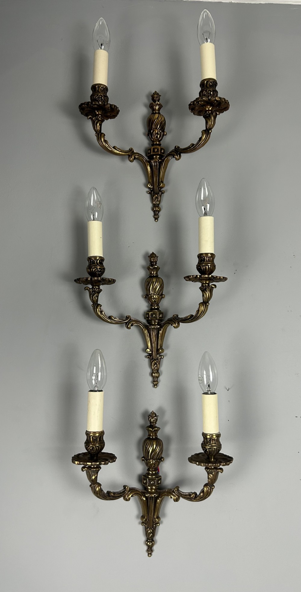 Set Of 3 French Bronze Antique Wall Lights
