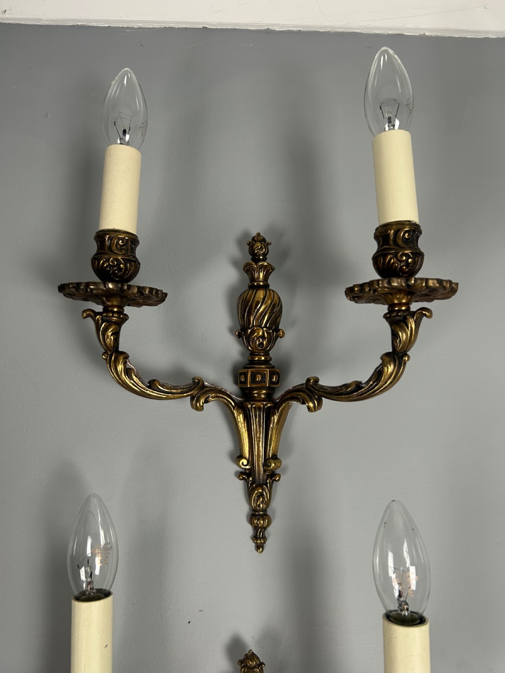 Set Of 3 French Bronze Antique Wall Lights View VIII