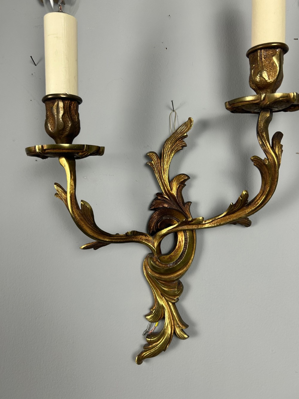 Set Of 3 French Gilt Brass Antique Wall Lights View II