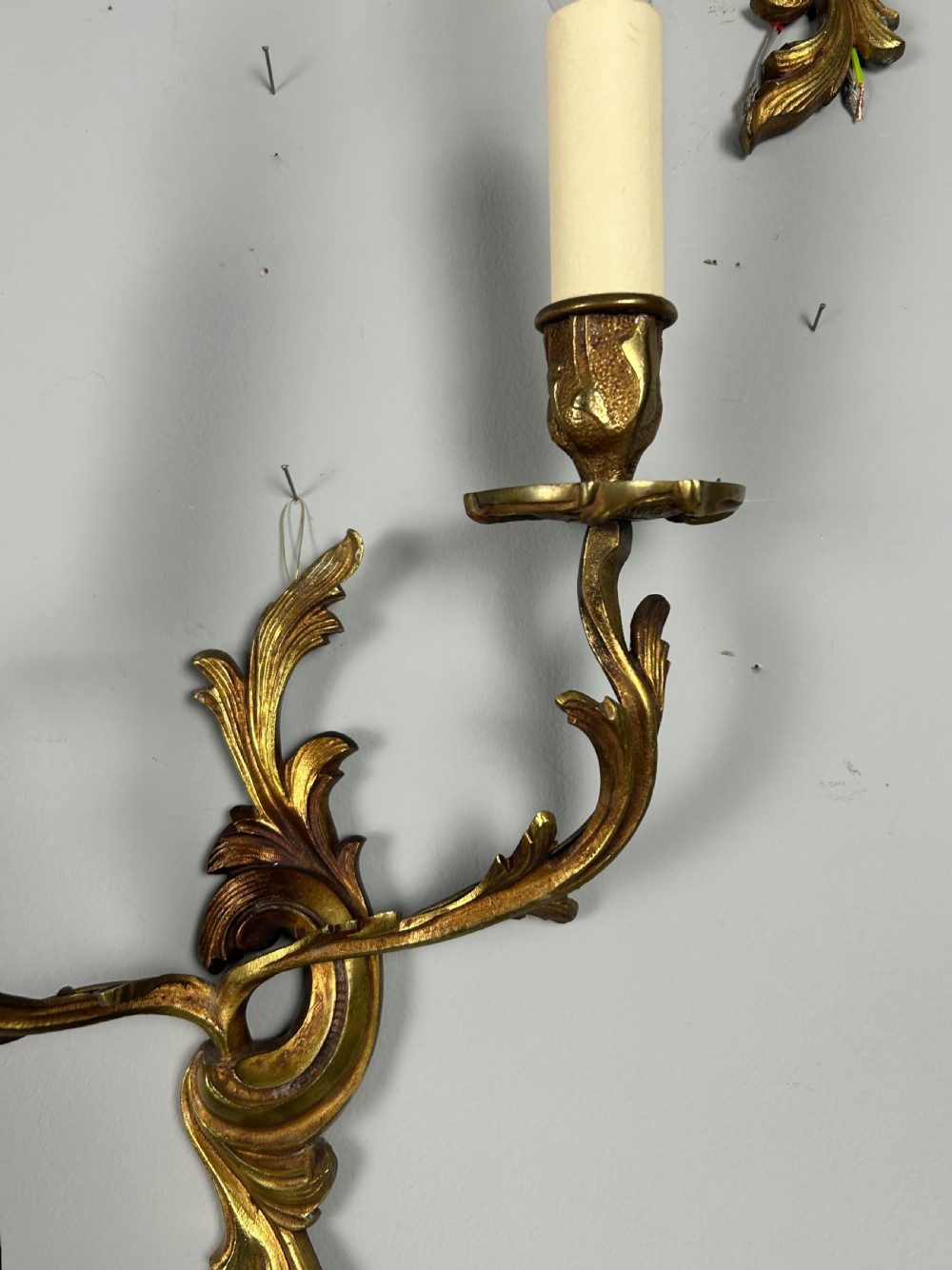 Set Of 3 French Gilt Brass Antique Wall Lights View III