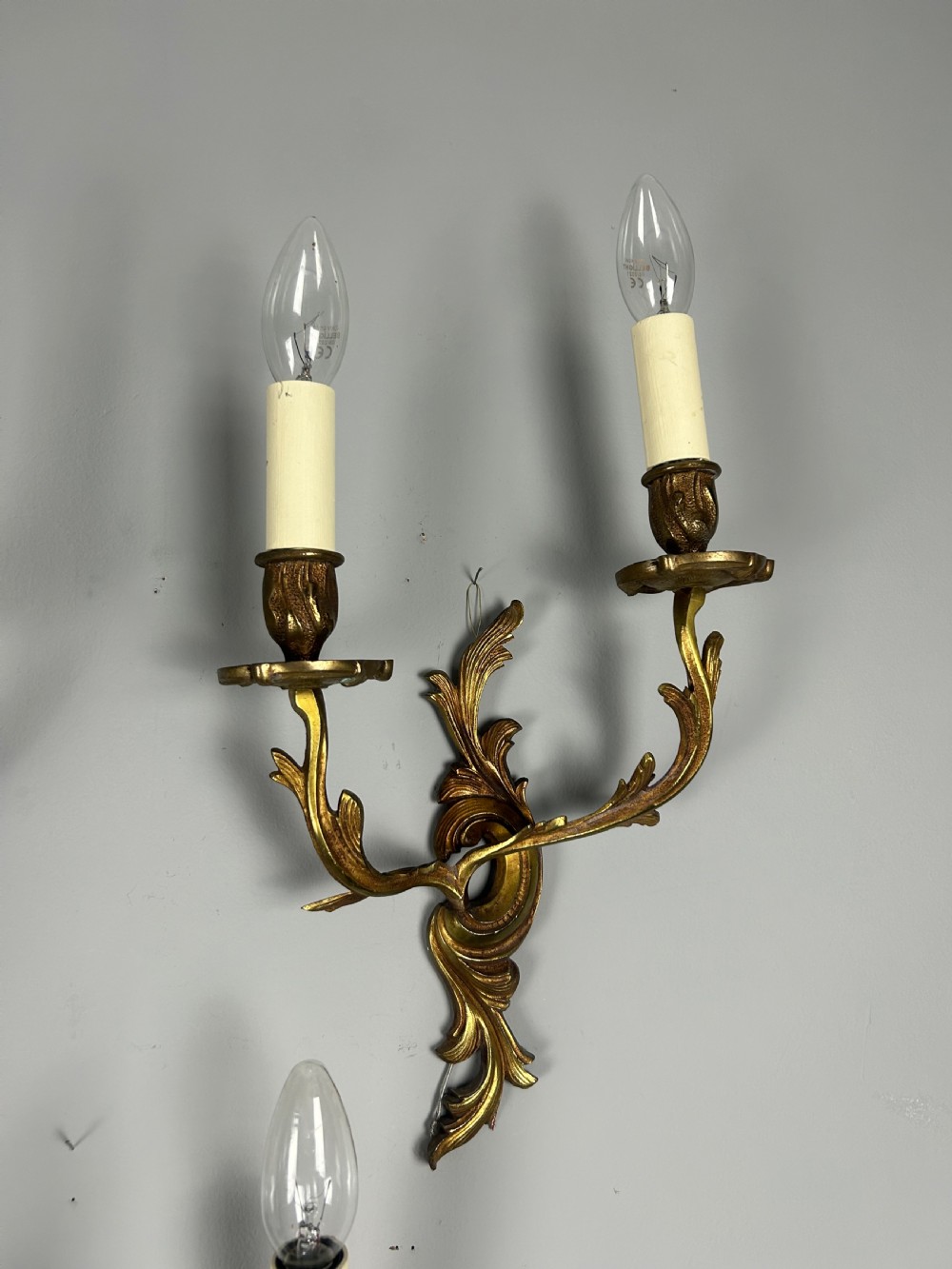Set Of 3 French Gilt Brass Antique Wall Lights View VI
