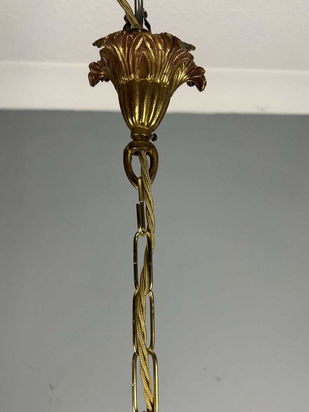 French Single Light Gilt Brass Crystal Antique Chandelier, Ceiling Light  View VII