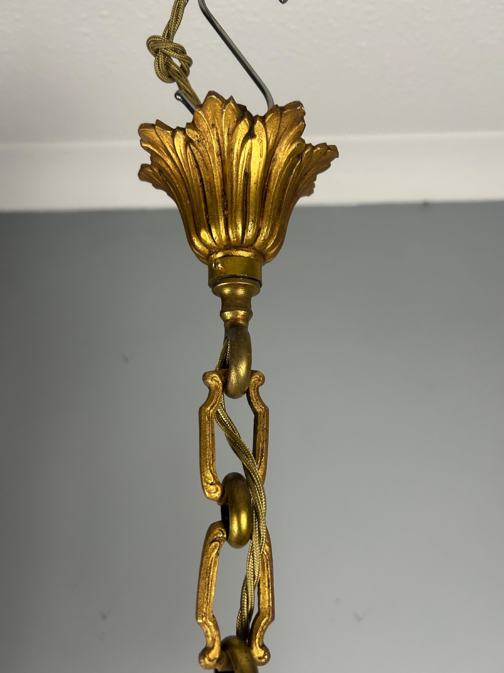 French Gilt Brass 4 Light Antique Chandelier View V