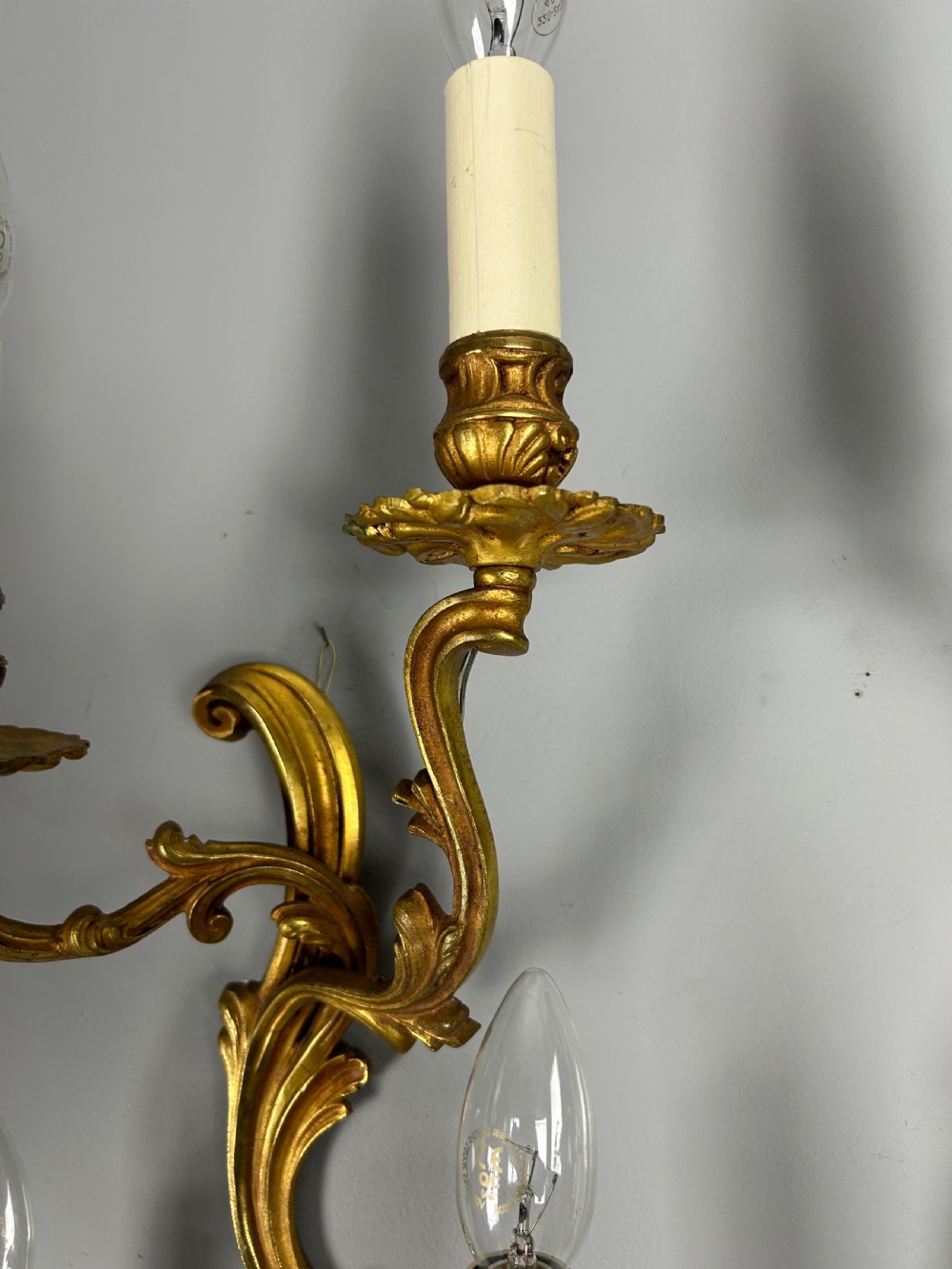 Set of 4 French Gilded Twin Arm Antique Wall Lights View II