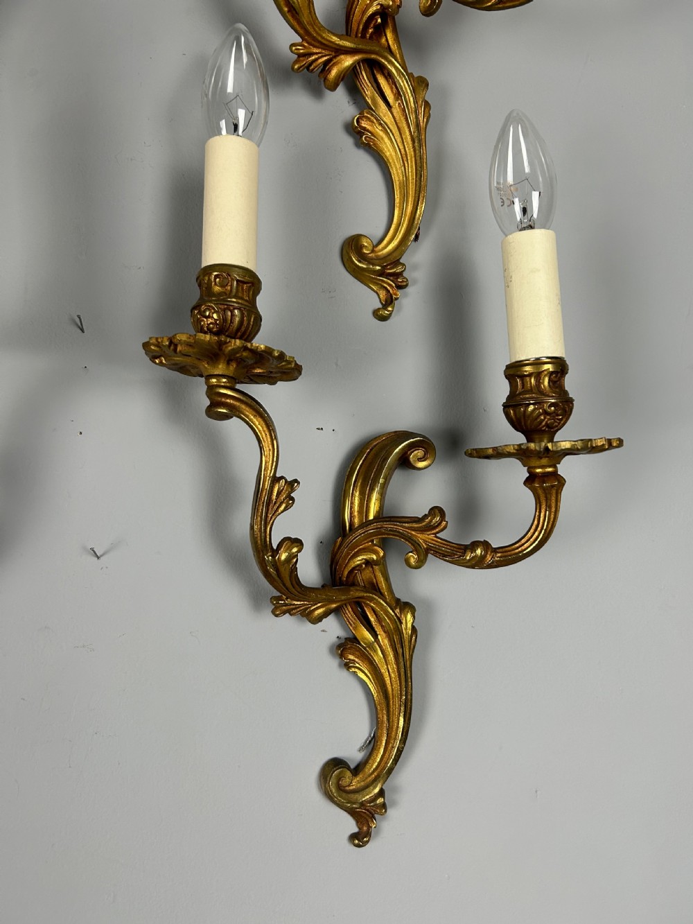 Set of 4 French Gilded Twin Arm Antique Wall Lights View III