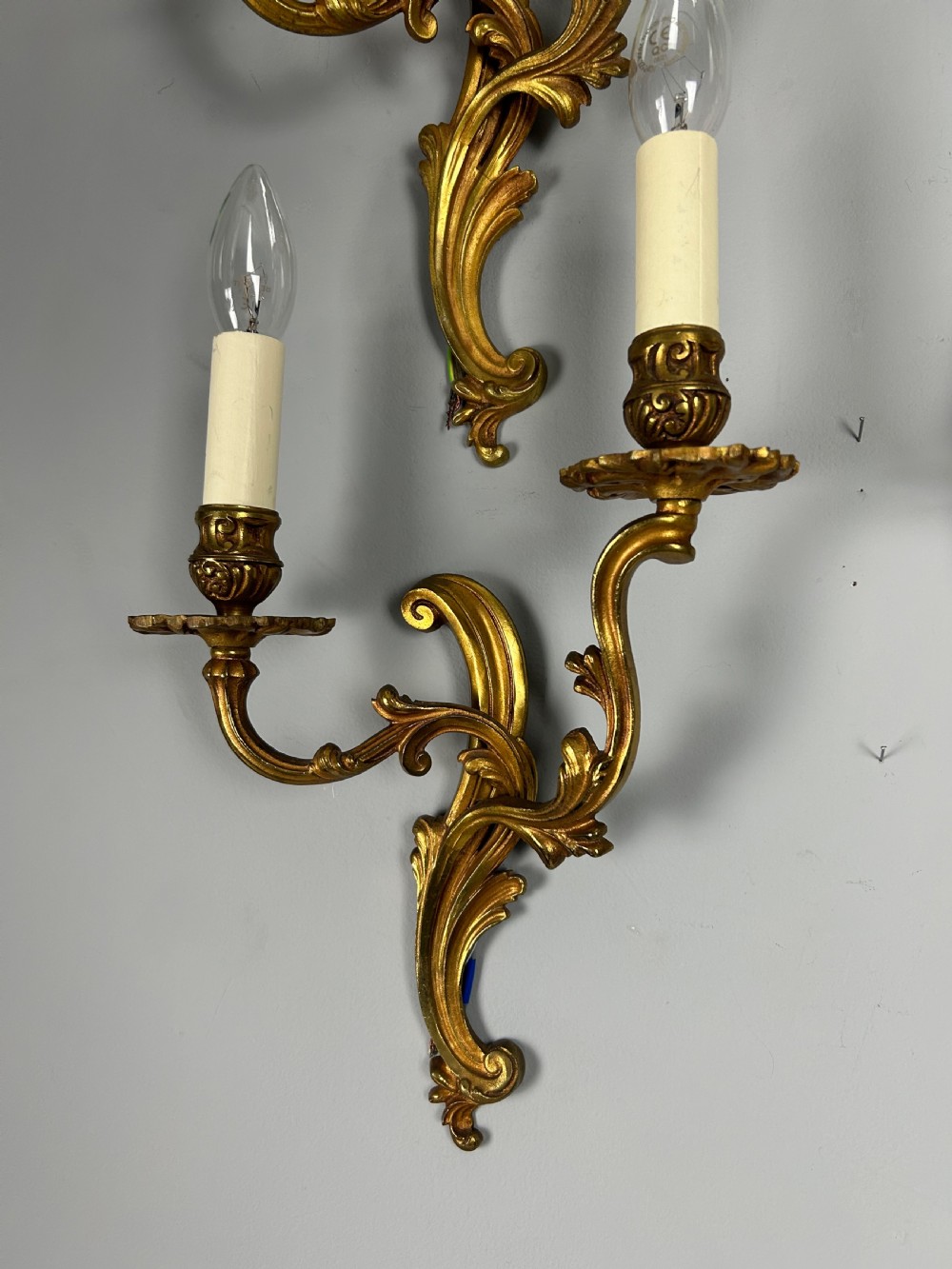 Set of 4 French Gilded Twin Arm Antique Wall Lights View IV
