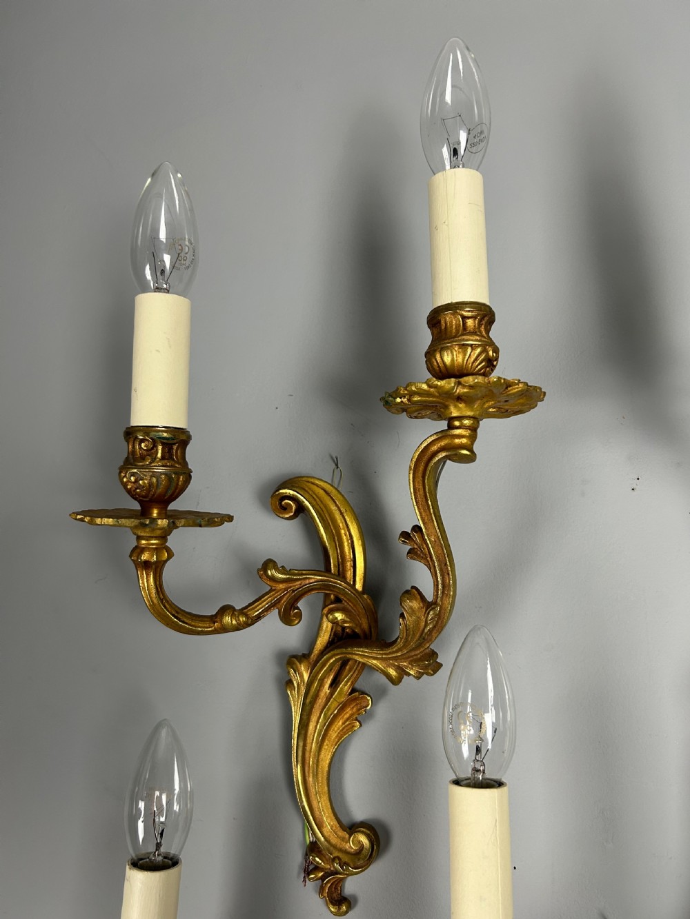 Set of 4 French Gilded Twin Arm Antique Wall Lights View VI
