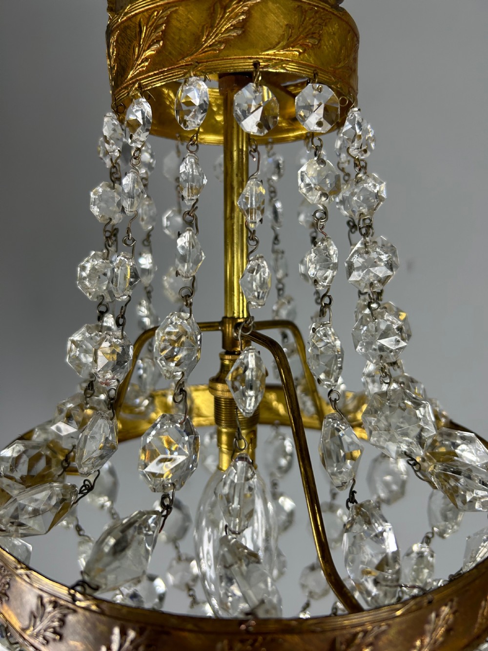 French Empire Crystal Bronze Chandelier, Ceiling Light  View VI