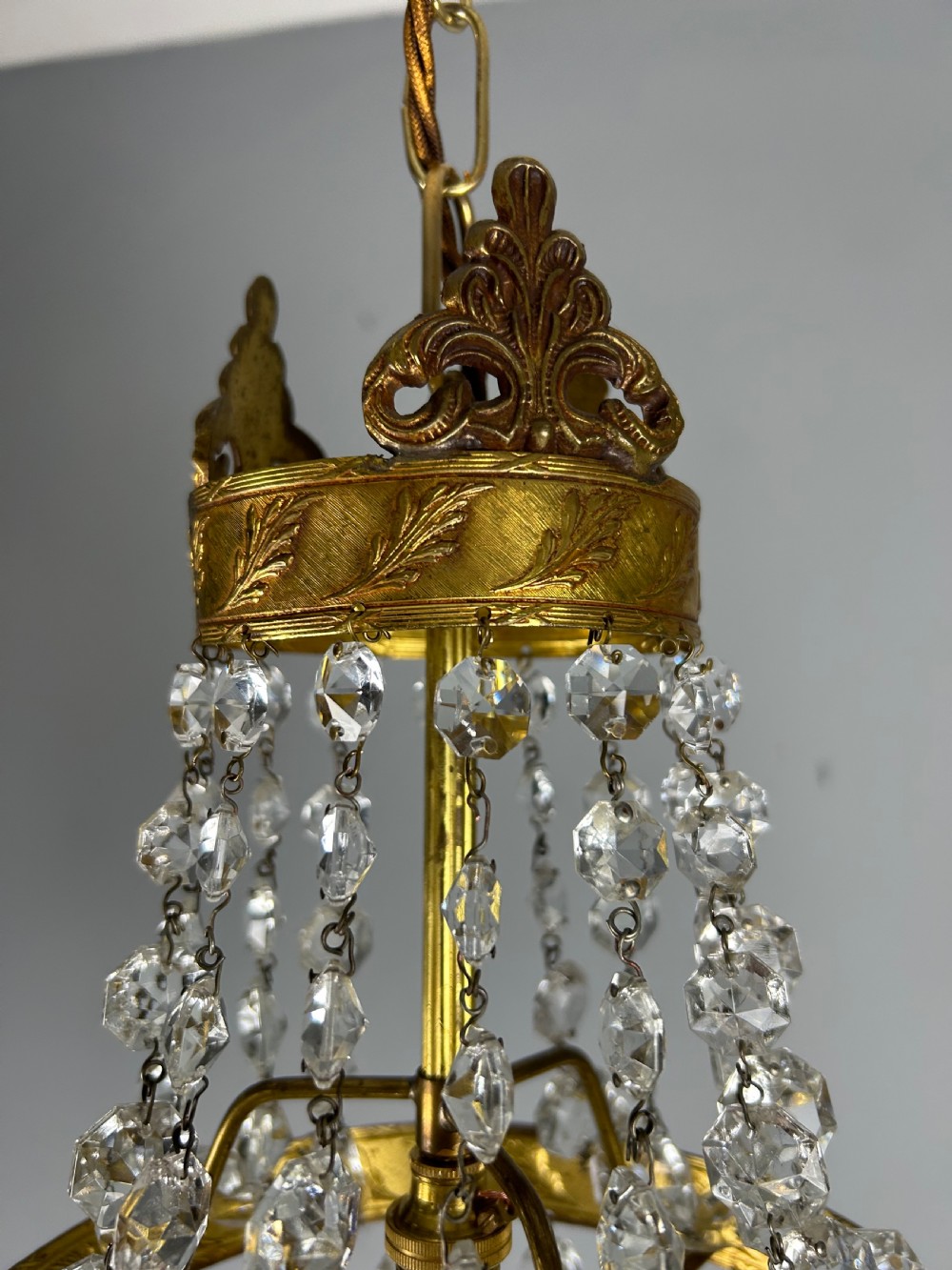 French Empire Crystal Bronze Chandelier, Ceiling Light  View VII