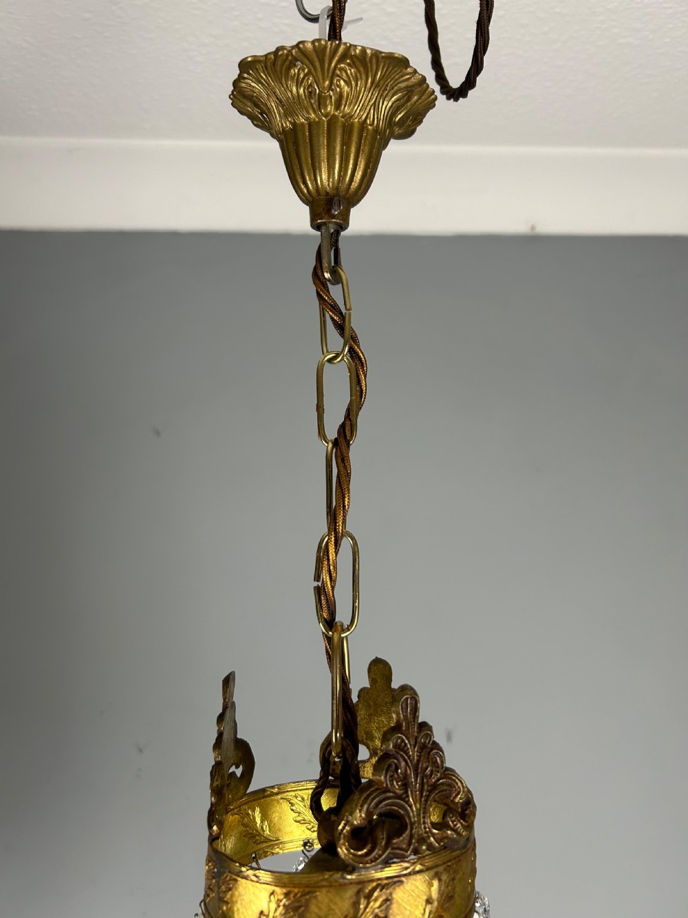 French Empire Crystal Bronze Chandelier, Ceiling Light  View XI