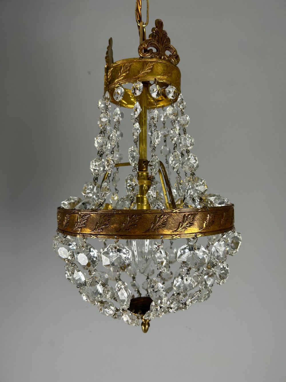 French Empire Crystal Bronze Chandelier, Ceiling Light  View XIII