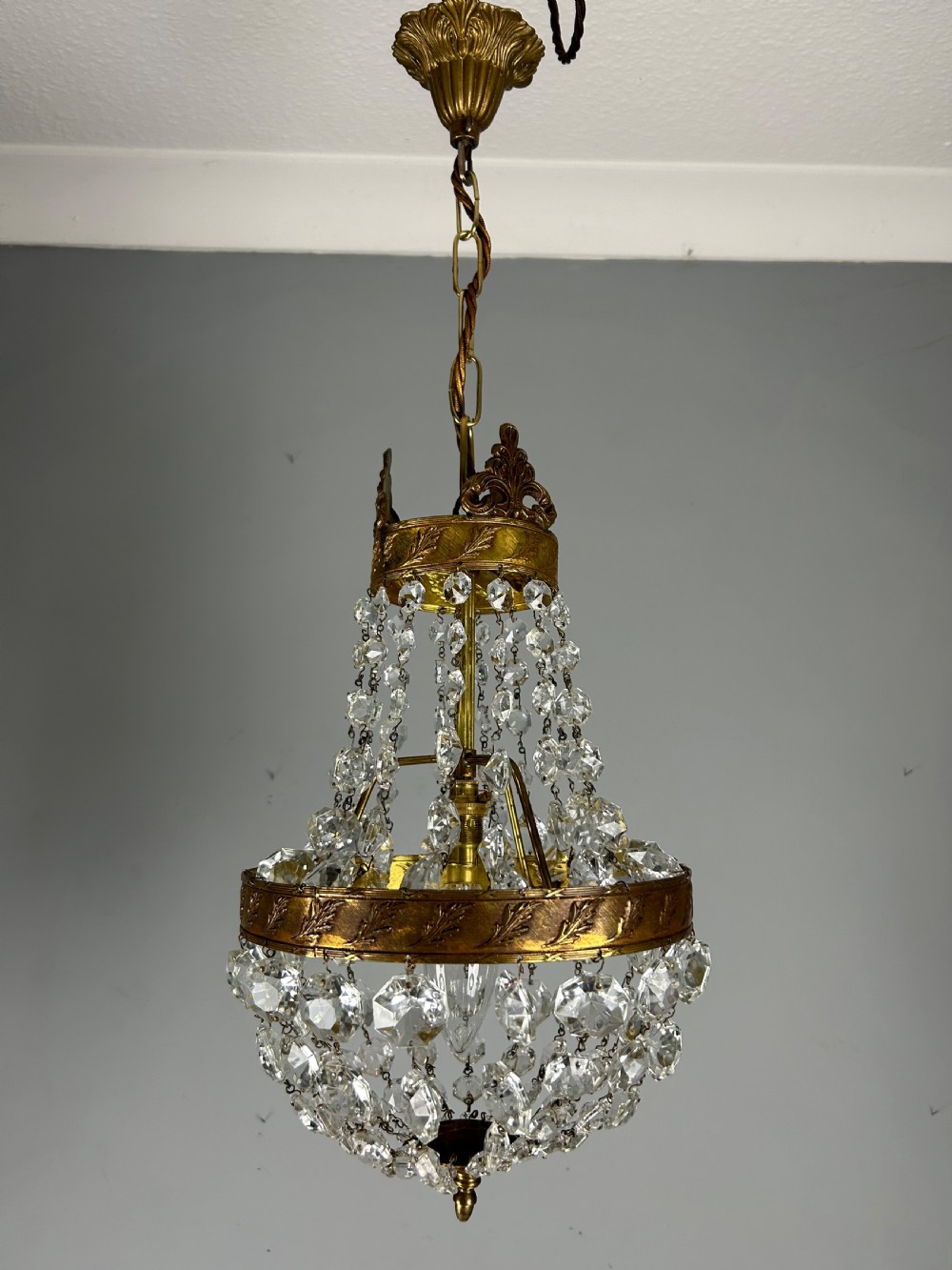 French Empire Crystal Bronze Chandelier, Ceiling Light  View XIV