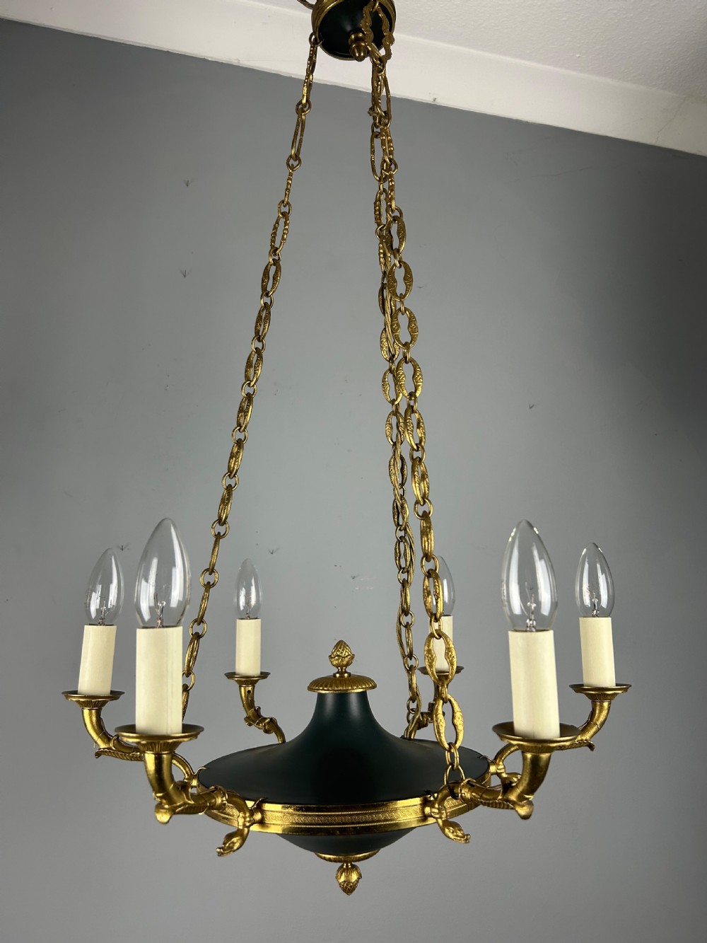 French 6 Arm Empire Antique Chandelier