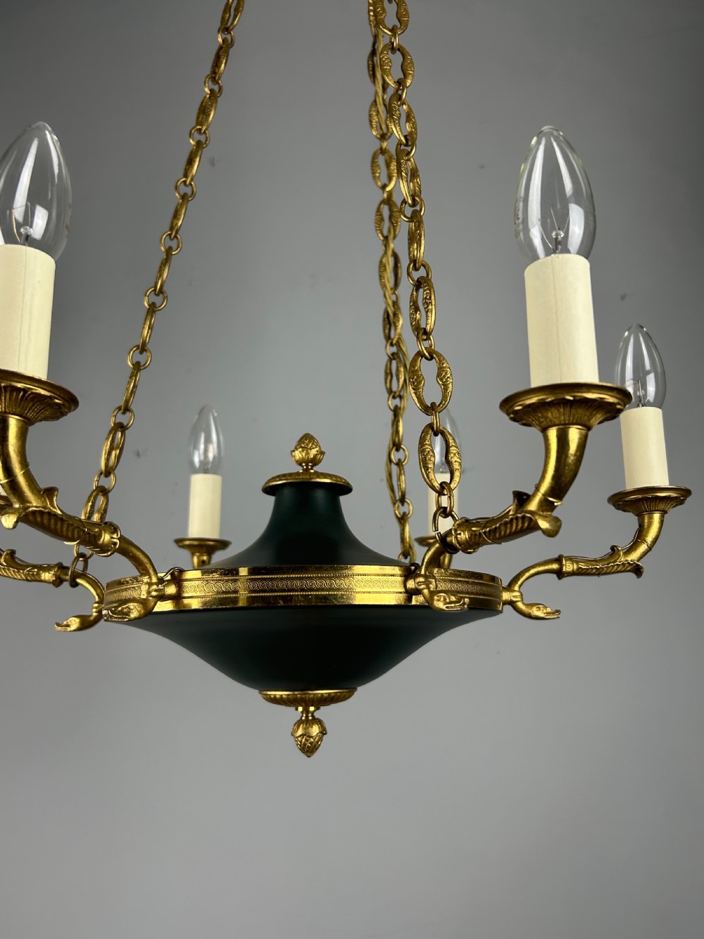 French 6 Arm Empire Antique Chandelier View III