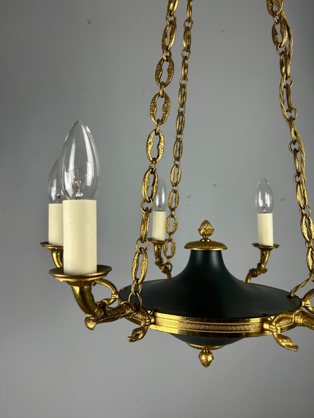 French 6 Arm Empire Antique Chandelier View VI