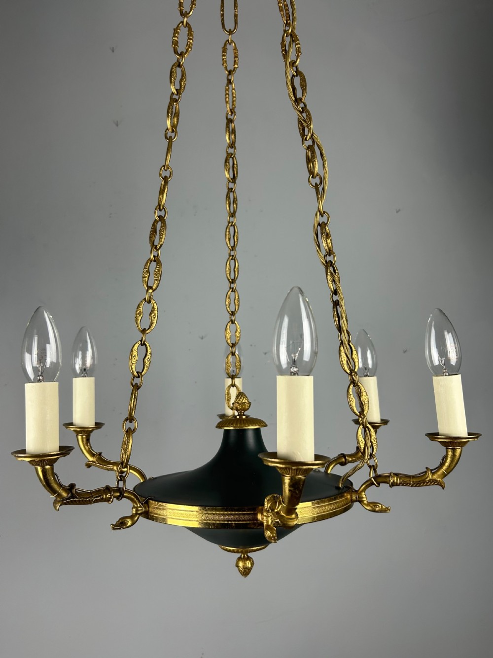 French 6 Arm Empire Antique Chandelier View VII