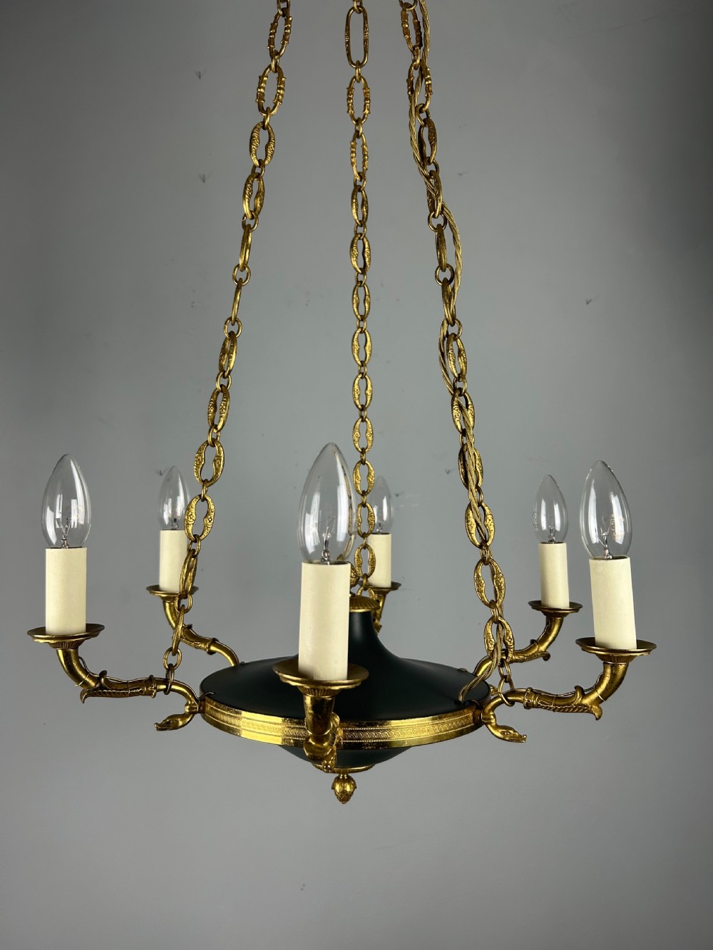 French 6 Arm Empire Antique Chandelier View VIII