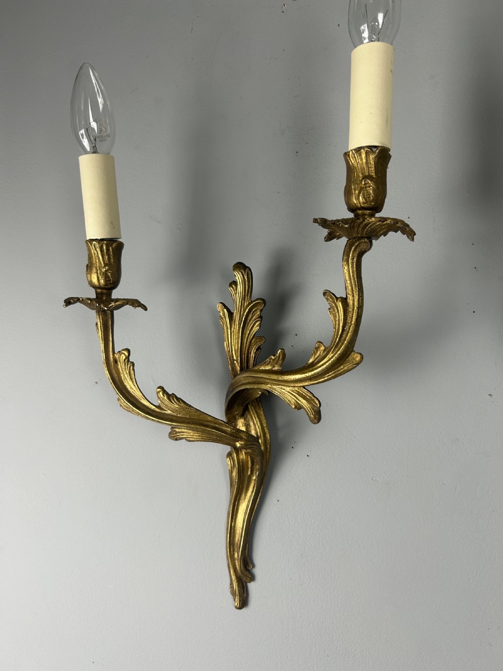 French Pair Of Gilt Brass Antique Wall Lights View IV