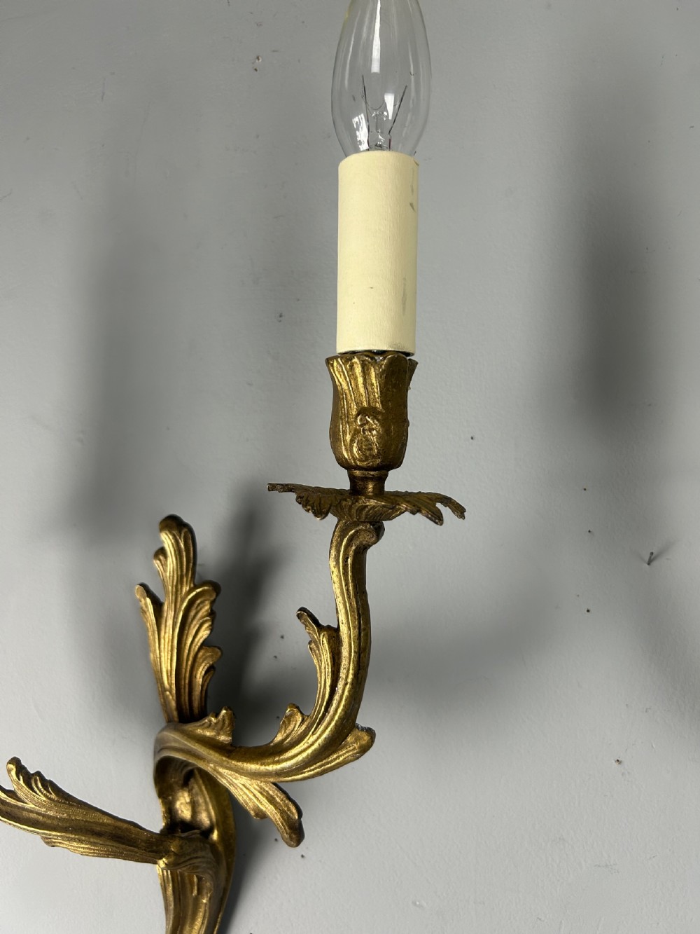 French Pair Of Gilt Brass Antique Wall Lights View V