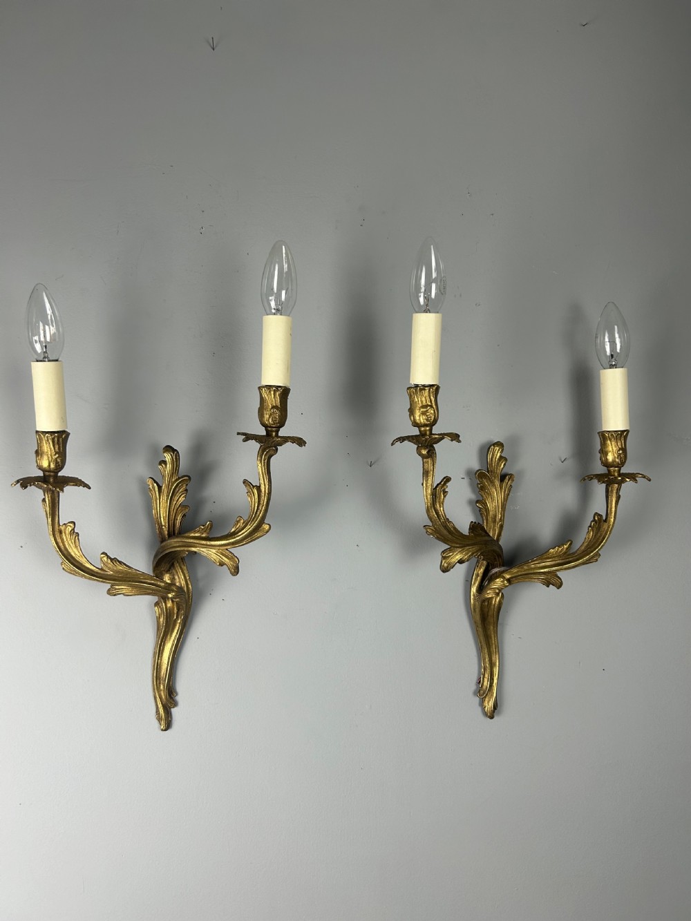French Pair Of Gilt Brass Antique Wall Lights View VI