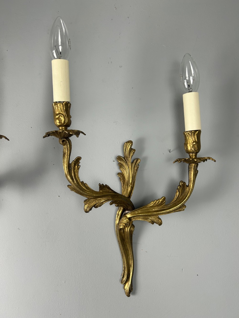 French Pair Of Gilt Brass Antique Wall Lights View VII