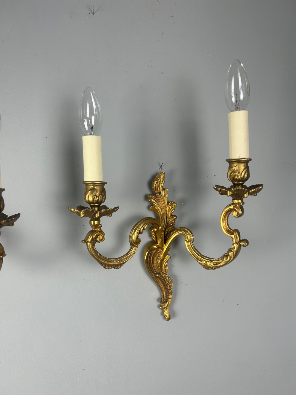Pair of French Gilt Brass Antique Wall Lights View III