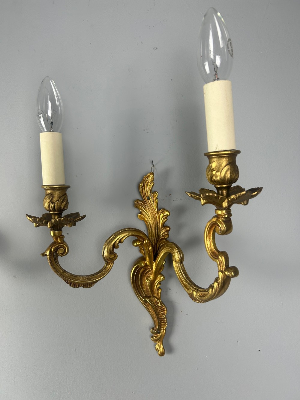 Pair of French Gilt Brass Antique Wall Lights View IV