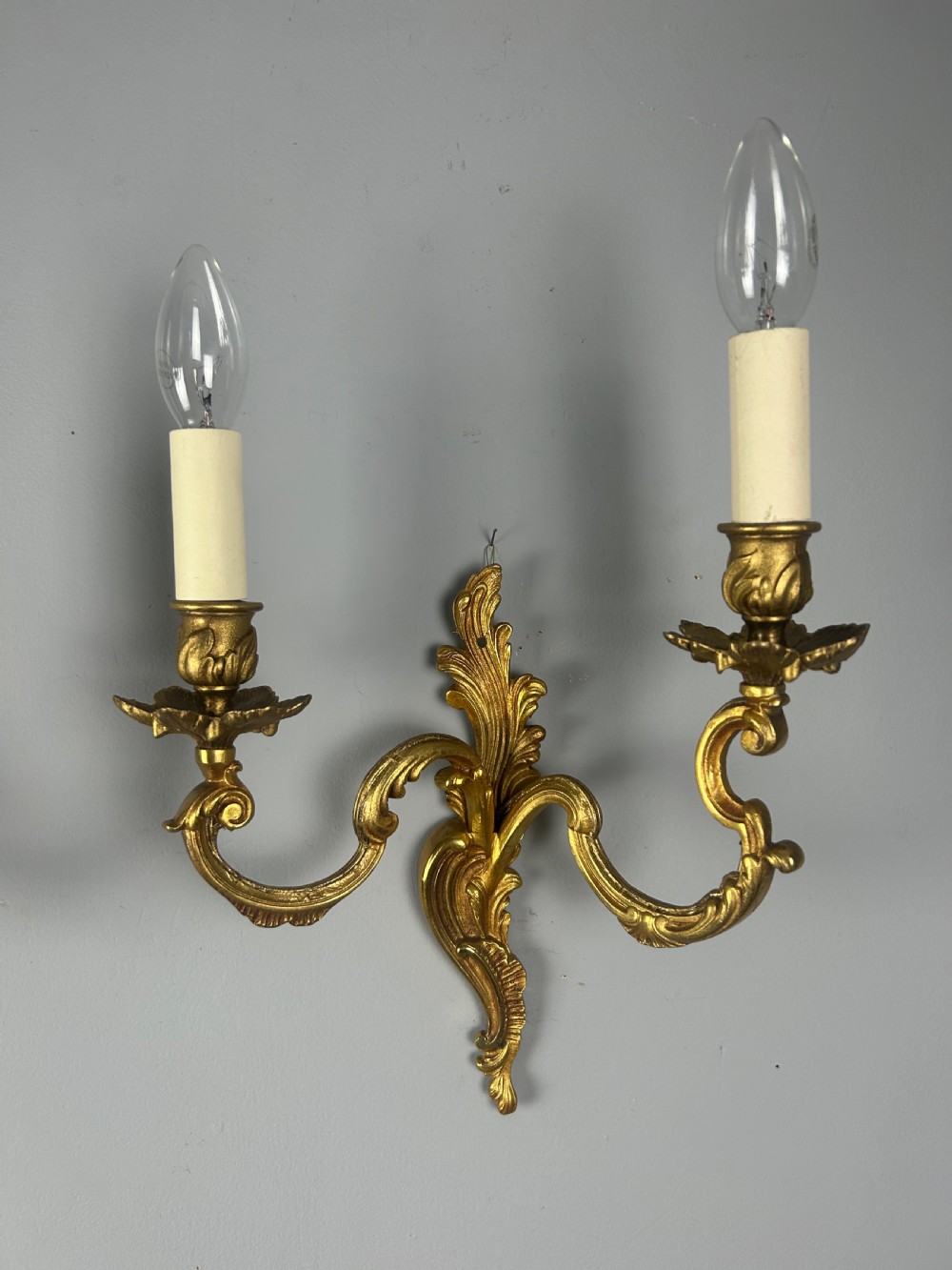 Pair of French Gilt Brass Antique Wall Lights View VI