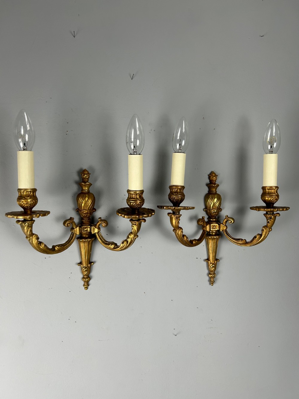 Pair Of French Gilt Brass Antique Wall Lights View II
