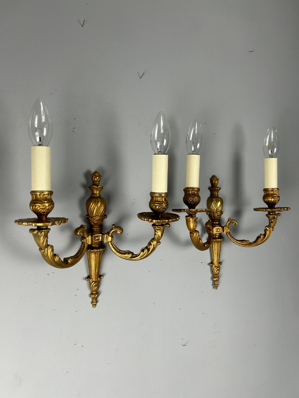 Pair Of French Gilt Brass Antique Wall Lights View IV